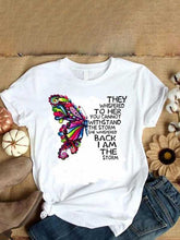 Load image into Gallery viewer, Camisa de algodón con estampado de letras de mariposas
