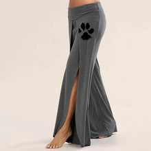 Load image into Gallery viewer, Dog Paw Wide Leg Side Slit Flowy Yoga Pants
