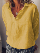 Load image into Gallery viewer, Camisa lisa de lino y algodón para mujer
