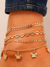 Load image into Gallery viewer, Mariposa flecha hoja hoja borla amor forma de corazón multicapa 4 cuatro piezas zapatos de cadena
