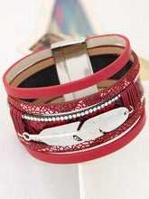 Load image into Gallery viewer, Women Metal Leaf Feather Special Extra Large Multilayer Leather Magnet Bracelet Buckle
