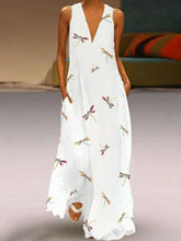 Load image into Gallery viewer, V-neck dragonfly print dress for women
