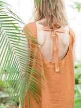 Load image into Gallery viewer, Women's plain cotton linen lace-up dress
