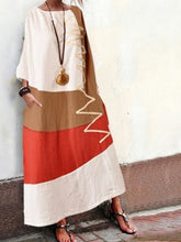 Load image into Gallery viewer, Loose cotton and linen dress with short sleeves for women
