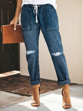 Load image into Gallery viewer, Jeans de bolso desgastados e desgastados
