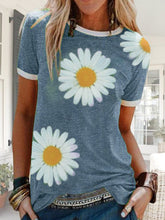 Load image into Gallery viewer, Casual slim sunflower print T-shirt for women
