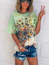 Load image into Gallery viewer, Women's Tie-Dye Butterfly Print Short Sleeve T-Shirt
