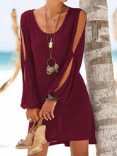 Load image into Gallery viewer, Vestido de praia casual de manga comprida com decote em V
