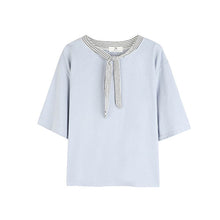 Load image into Gallery viewer, Short sleeve lace with ribbon
