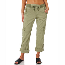 Load image into Gallery viewer, Calça cargo feminina cáqui com bolsos
