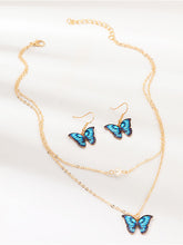 Load image into Gallery viewer, Women's Butterfly Necklace and Earrings Set
