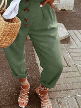 Load image into Gallery viewer, Women Vintage Solid Cotton High Waist Casual Pants
