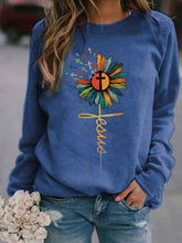 Load image into Gallery viewer, Jesus Sunflower Cross Color Print Women's Sweatshirt
