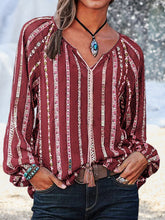 Load image into Gallery viewer, Blusa de manga comprida com estampa boho retrô
