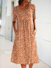 Load image into Gallery viewer, Vestido de manga corta estampado de talla grande para mujer
