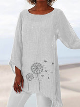 Load image into Gallery viewer, Camiseta feminina de algodão com estampa borboleta dente-de-leão

