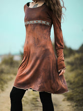 Load image into Gallery viewer, Vestido feminino vintage bordado de manga comprida
