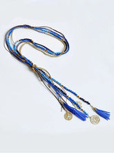 Load image into Gallery viewer, Metal Rice Pearl Necklace Sweater Chain Necklace with Tassels
