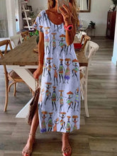 Load image into Gallery viewer, Vestido feminino de manga curta em algodão e linho casual
