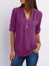 Load image into Gallery viewer, Women's Oversized V-Neck Chiffon Shirt
