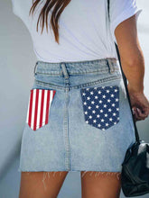 Load image into Gallery viewer, Women's Denim Skirt with American Flag Print Pocket
