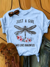 Load image into Gallery viewer, Women's Creative Dragonfly Cartoon Print Short Sleeve T-Shirt
