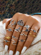 Load image into Gallery viewer, Bohemian Ethnic Wind Lotus Fish Tail Spray Women's Ring 15 Pieces
