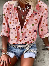 Load image into Gallery viewer, Women's polka dot V-neck shirt
