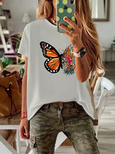 Load image into Gallery viewer, Women's Round Neck Butterfly Loose T-Shirt
