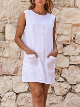 Load image into Gallery viewer, Vestido feminino de linho sem mangas de algodão
