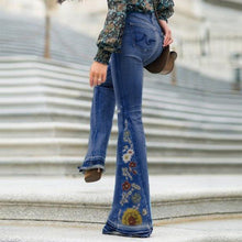 Load image into Gallery viewer, Jean Embroidered Flare Pants
