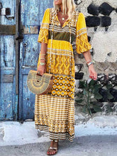 Load image into Gallery viewer, Vestido bohemio con cuello de pico para mujer
