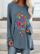 Load image into Gallery viewer, Camiseta feminina de mangas compridas com estampa borboleta
