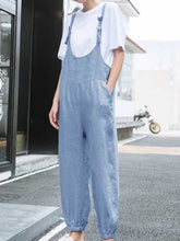 Load image into Gallery viewer, Plain cotton and linen casual jumpsuit
