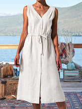 Load image into Gallery viewer, Vestidos sin mangas con cuello en V y botones
