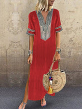 Load image into Gallery viewer, Vestido casual casual con cuello en V para mujer en estilo étnico
