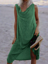 Load image into Gallery viewer, Vestido feminino com gola de veludo de linho e algodão
