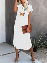 Load image into Gallery viewer, Vestido de talla grande con estampado de mariposas en color liso para mujer
