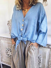 Load image into Gallery viewer, Long-sleeved cotton and linen T-shirt
