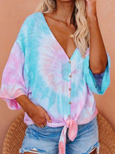 Load image into Gallery viewer, Camisa casual e casual com decote em V para mulheres

