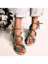 Load image into Gallery viewer, Flat hemp flat sandals for women
