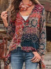 Load image into Gallery viewer, Camisa boêmia com estampa bordada para mulher
