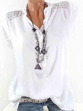 Load image into Gallery viewer, Camisa de gola alta de algodão e linho com diamantes
