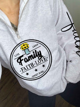 Load image into Gallery viewer, LIVE LAUGH Family Faith Letter Home Faith Love &amp; Faith Letter Sunflower Zip Up Hoodie for Women

