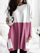 Load image into Gallery viewer, Womens panel, casual pocket, round neck, long sleeve
