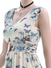 Load image into Gallery viewer, Sleeveless Butterfly Print Sleeveless Chiffon Dress
