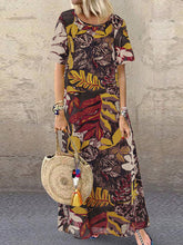 Load image into Gallery viewer, Vestido largo e confortável em algodão e linho da moda para senhora.
