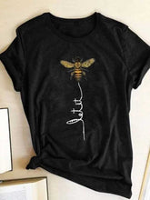 Load image into Gallery viewer, Short-sleeved T-shirt with round neck and small bee print
