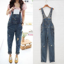 Load image into Gallery viewer, Multi-pocket distressed denim jumpsuits, jumpsuits and overalls
