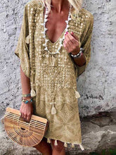 Load image into Gallery viewer, Vestido feminino com estampa boêmia com decote em V
